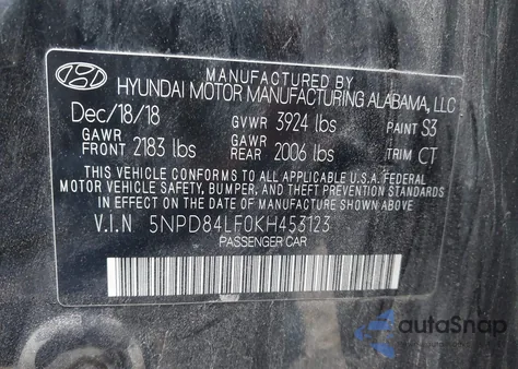 2019 Hyundai Elantra Sel from USA, damaged, VIN 5NPD84LF0KH453123